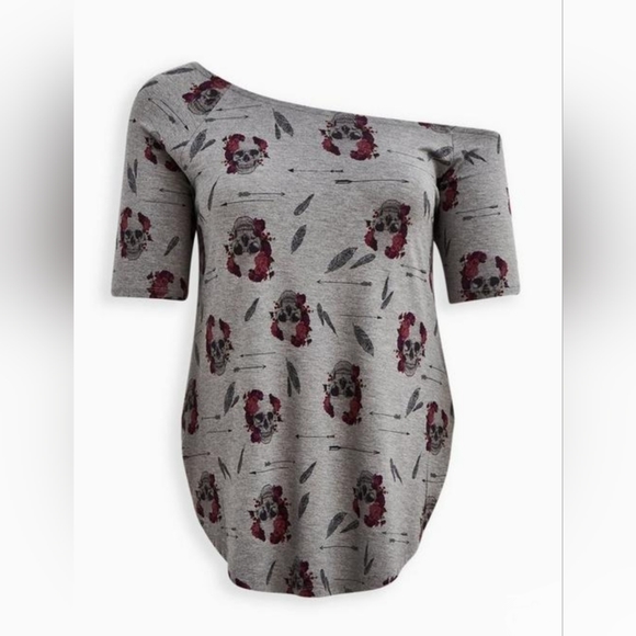 TORRID Super Soft Skull Off Shoulder My Favorite Tunic Top! NWT! - Picture 6 of 9